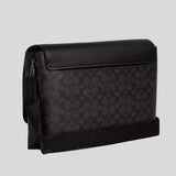 COACH Caleb Messenger Bag In Signature Canvas Charcoal/Black CY837