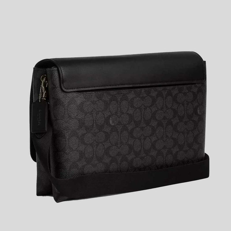 COACH Caleb Messenger Bag In Signature Canvas Charcoal/Black CY837
