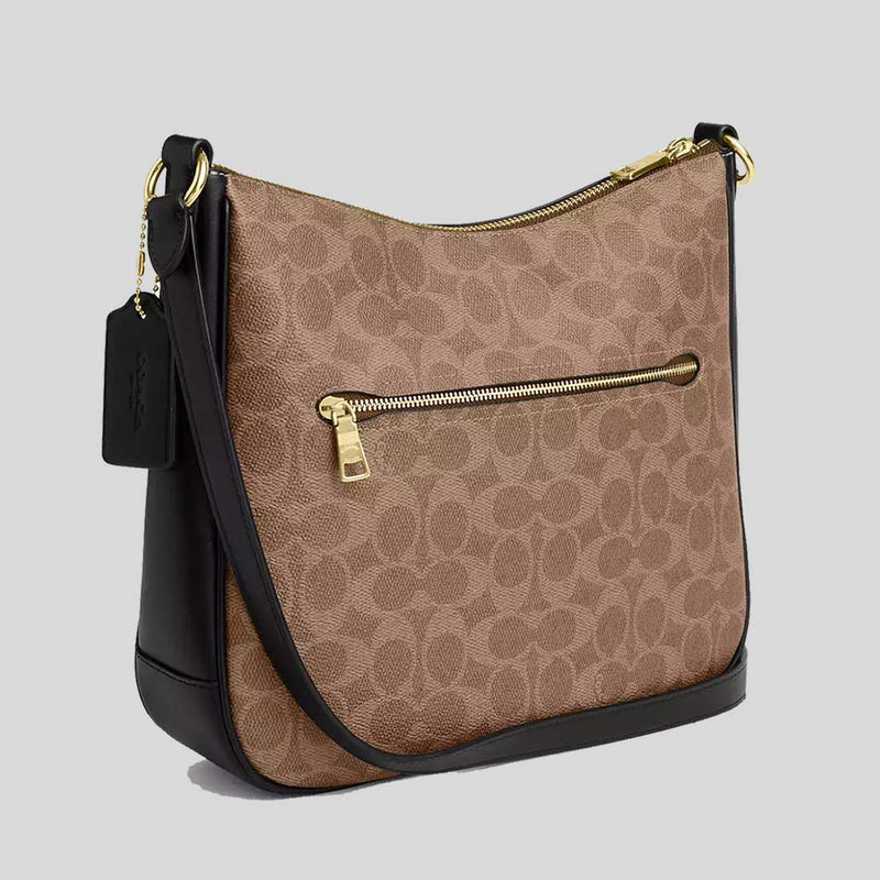 COACH Ellie File Bag In Signature Canvas Tan/Black CZ177