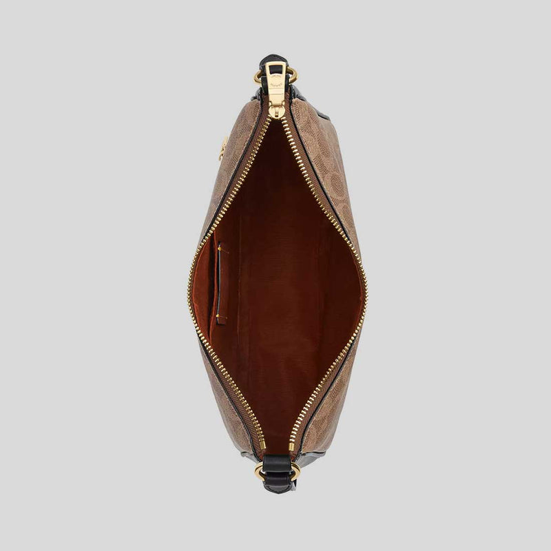 COACH Ellie File Bag In Signature Canvas Tan/Black CZ177