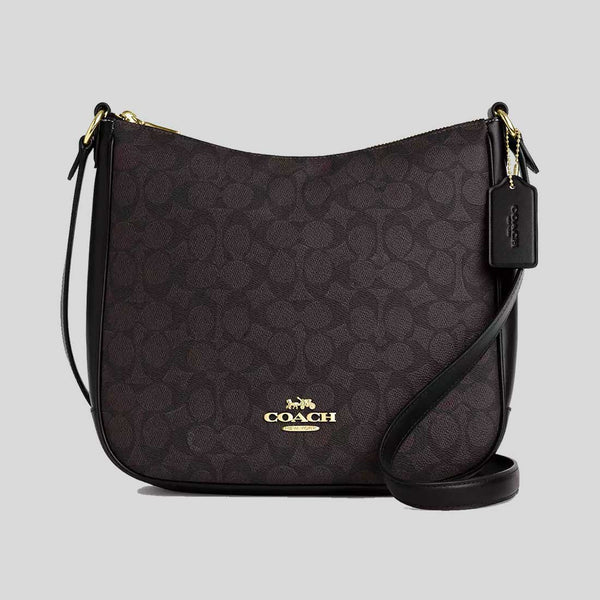 COACH Ellie File Bag In Signature Canvas Walnut/Black CZ177