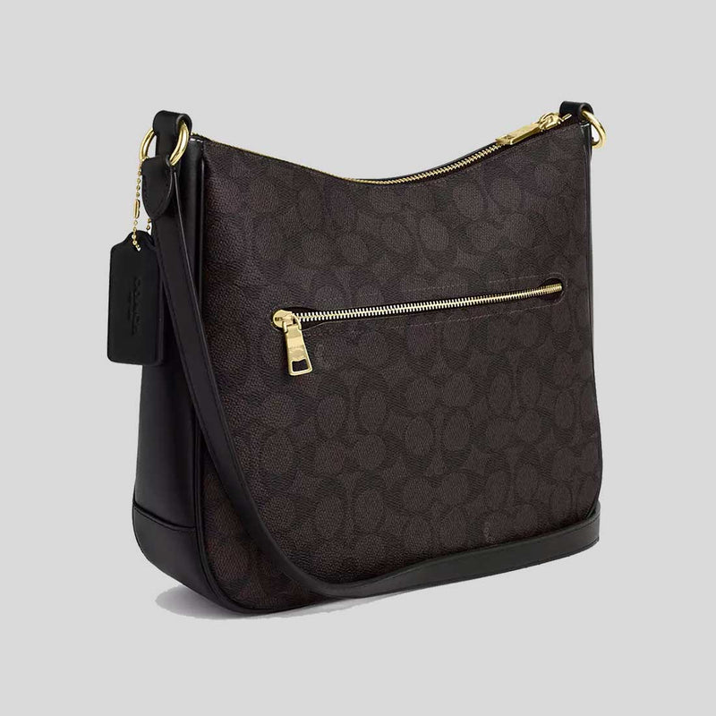 COACH Ellie File Bag In Signature Canvas Walnut/Black CZ177