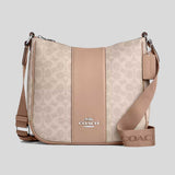 COACH Ellie File Bag In Signature Canvas With Stripe Sand/Taupe CZ183