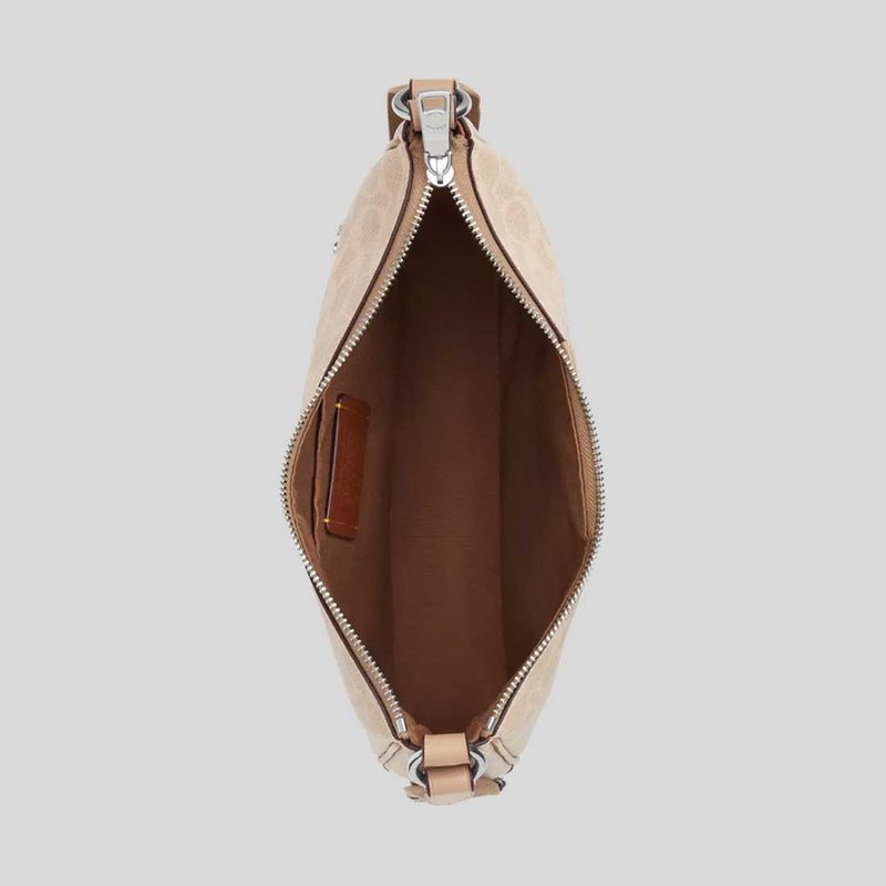 COACH Ellie File Bag In Signature Canvas With Stripe Sand/Taupe CZ183