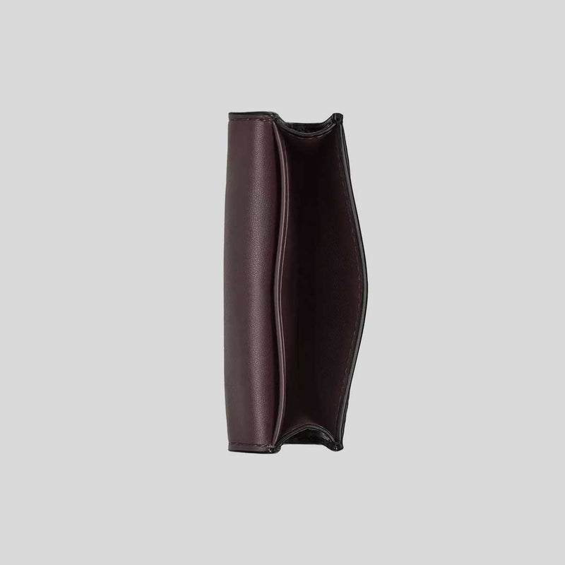 COACH Flap Card Case In Signature Canvas Walnut/Black CZ272