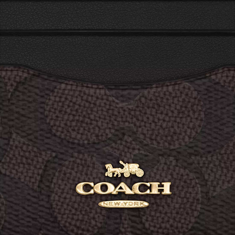 COACH Unisex Slim Id Card Case In Signature Canvas Walnut/Black CZ286