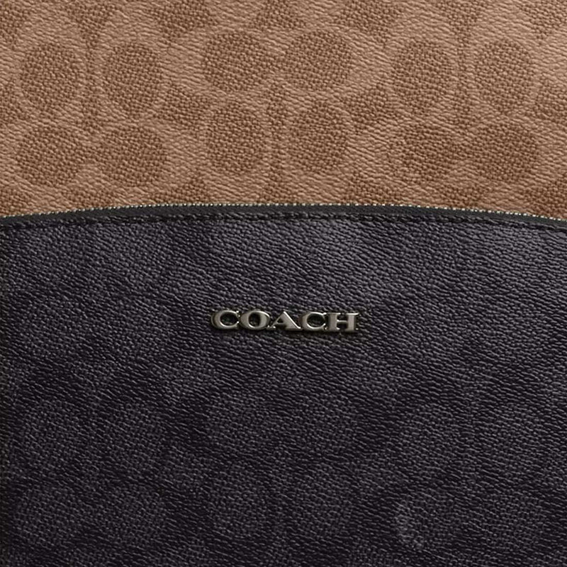 COACH Ethan Backpack In Blocked Signature Canvas Tan/Charcoal/Black CZ392