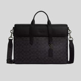 COACH Sullivan Portfolio Brief In Signature Canvas Charcoal/Black CZ402