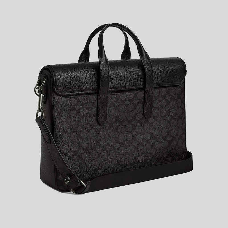 COACH Sullivan Portfolio Brief In Signature Canvas Charcoal/Black CZ402