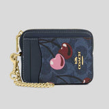 COACH Zip Card Case In Signature Canvas With Cherry Print Denim Multi CZ468