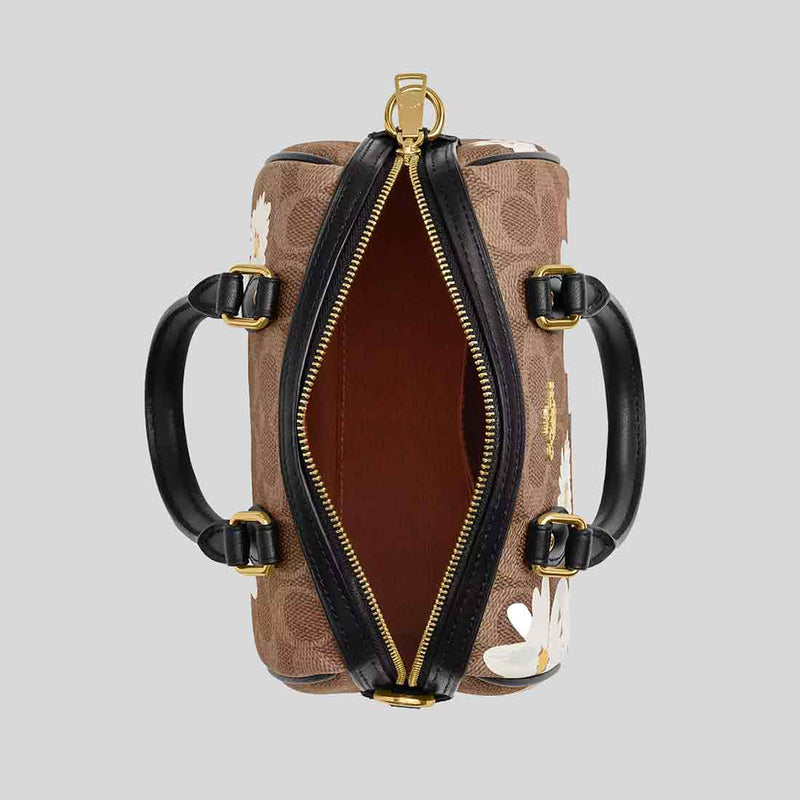 COACH Mini Rowan Crossbody Bag In Signature Canvas With Floral Print Tan Multi CZ596