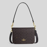 COACH Quinn Bag In Signature Canvas Gold/Walnut/Black CZ770