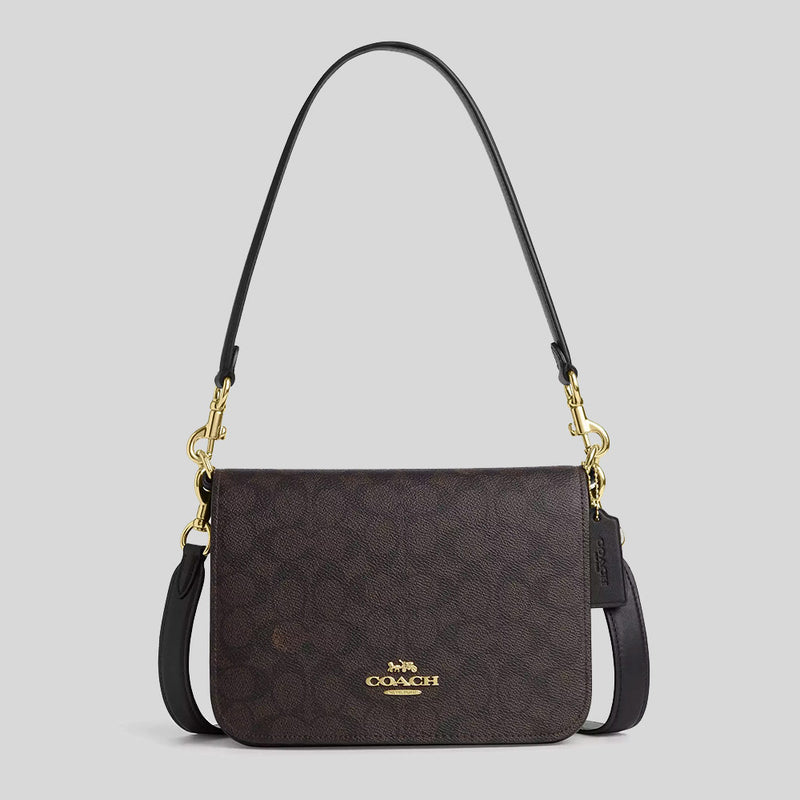 COACH Quinn Bag In Signature Canvas Gold/Walnut/Black CZ770