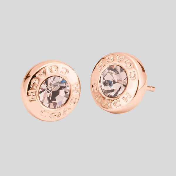 COACH Open Circle Stone Stud Earrings Rose Gold F54516