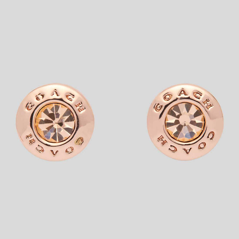 COACH Open Circle Stone Stud Earrings Rose Gold F54516