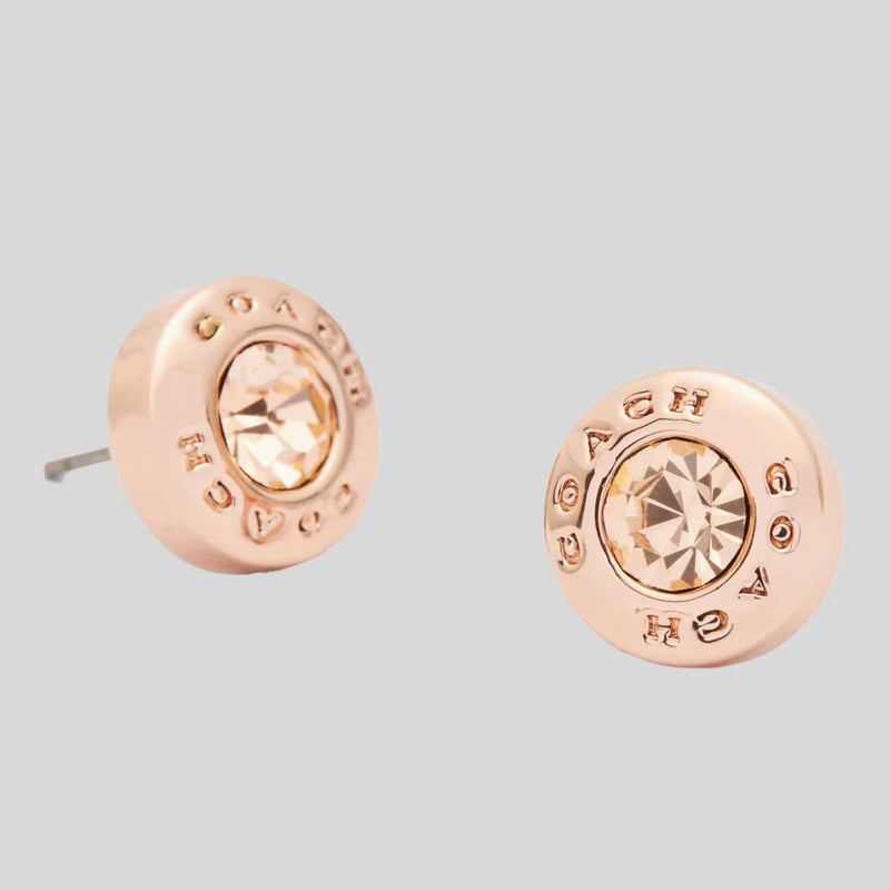 COACH Open Circle Stone Stud Earrings Rose Gold F54516