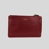 FERRAGAMO Leather Wristlet Pouch Rosso/Bonbon 0680638