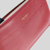 FERRAGAMO Leather Wristlet Pouch Rosso/Bonbon 0680638