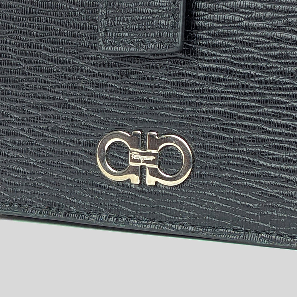 FERRAGAMO Unisex Leather Accordion Card Holder Black Red 660812 LussoCitta