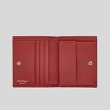 FERRAGAMO Calf Leather Small Bifold Wallet Lipstick Red 746643