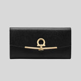 Ferragamo Gancini Calf Leather Continental Wallet Black 683312 lussocitta lusso citta