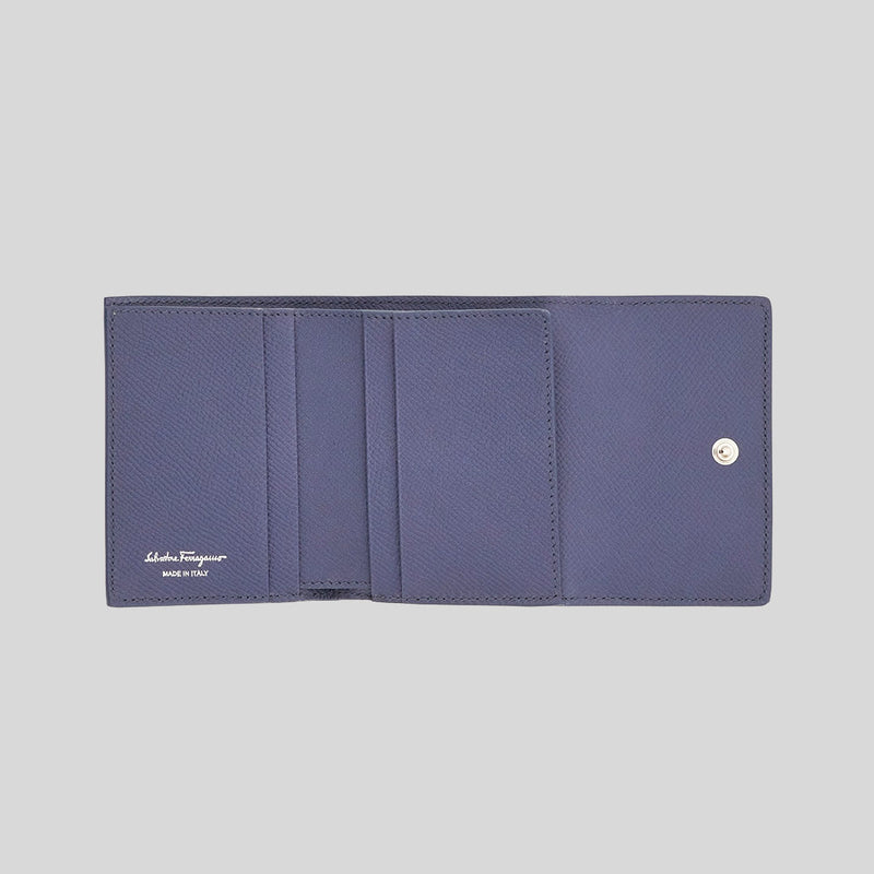 FERRAGAMO Calf Leather Trifold Wallet Graphite 785173