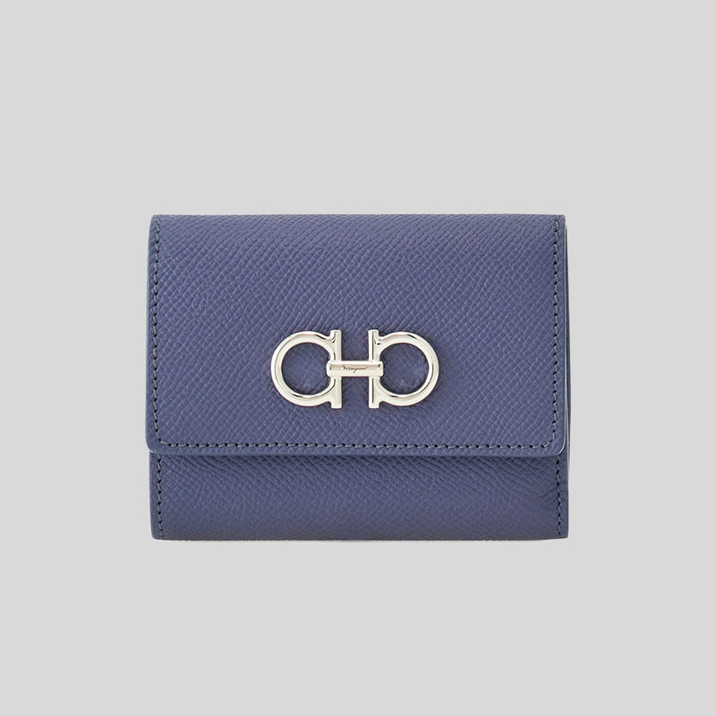 FERRAGAMO Calf Leather Trifold Wallet Graphite 785173 lussocitta lusso citta