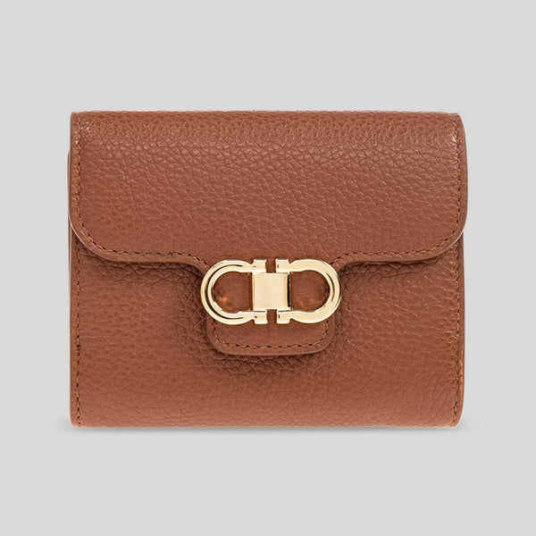 FERRAGAMO Gancini Compact Wallet Cognac 785779 lussocitta lusso citta
