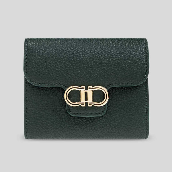 FERRAGAMO Gancini Compact Wallet Moss Green 785781 lussocitta lusso citta