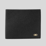 FERRAGAMO Gancini Men's Leather Bifold Wallet Black 775650 lussocitta lusso citta