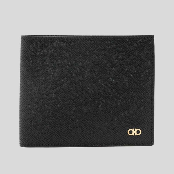 FERRAGAMO Gancini Men's Leather Bifold Wallet Black 775650 lussocitta lusso citta