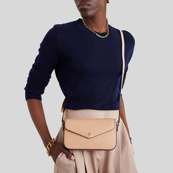 GUCCI Gilbert Calf Mini Shoulder/Crossbody Bag Beige 772794