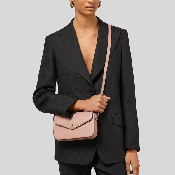 GUCCI Gilbert Calf Mini Shoulder/Crossbody Bag Dusty Rose 772794