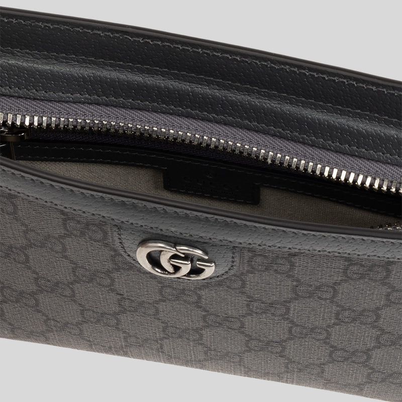 GUCCI GG Supreme Ophidia Unisex Mini Clutch Crossbody Bag Grey 795467
