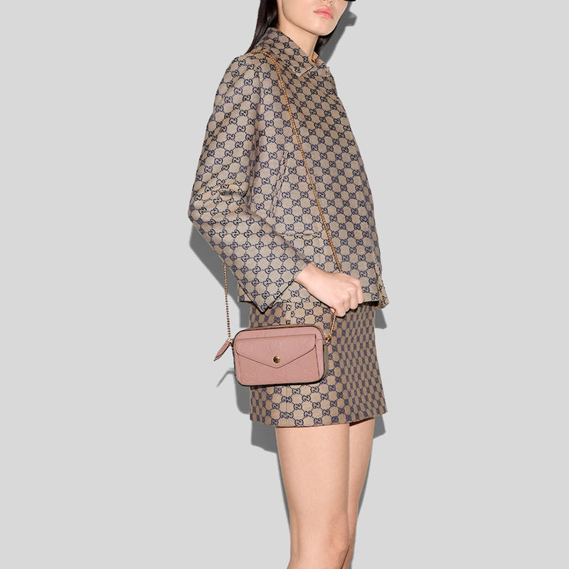 GUCCI Gilbert Calf Mini Crossbody Bag Dusty Rose 781554