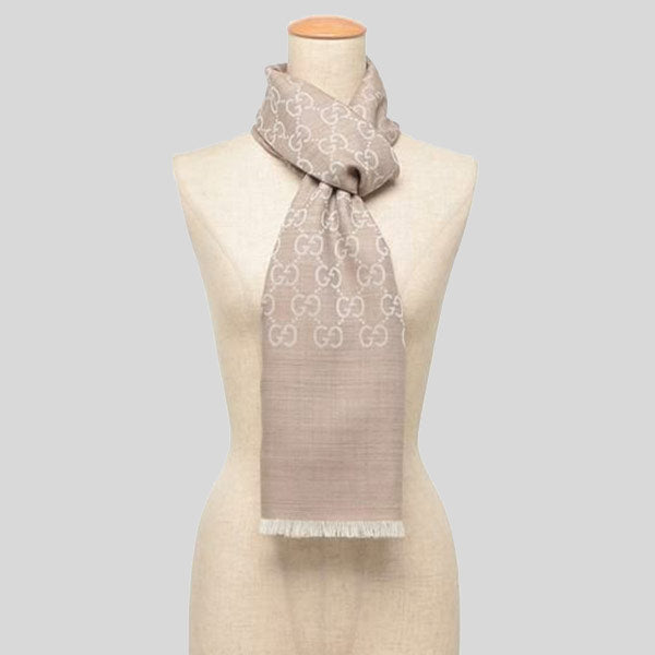 GUCCI Large Signature Logo GGWEB Scarf/Wrap Beige 165904