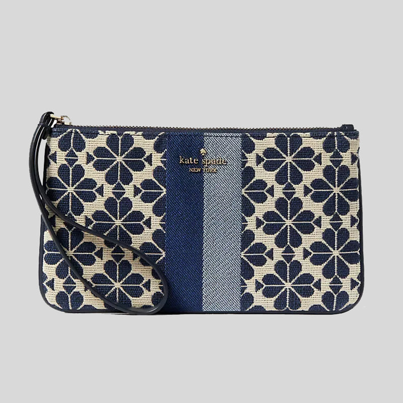 KATE SPADE Everything Spade Flower Jacquard Medium Wristlet Blue Multi LussoCitta