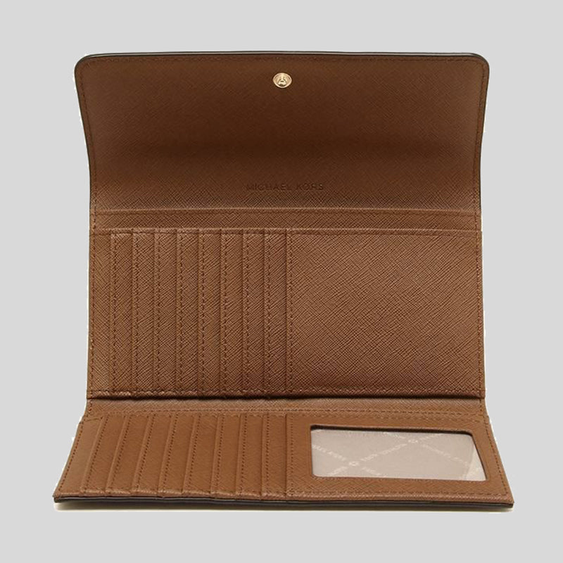 Michael Kors Jet Set Travel Large Trifold Wallet In Signature Coated Canvas Brown 35F8GTVF3B