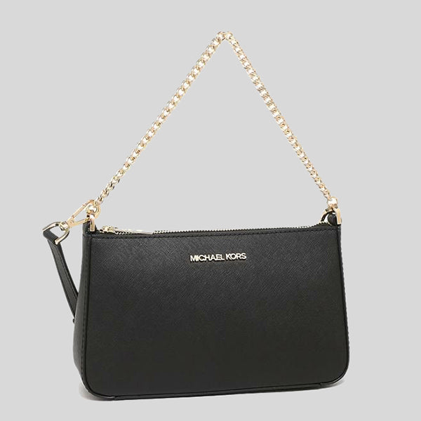 MICHAEL KORS Jet Set Travel Medium Zip Pouchette Crossbody Bag Black 35S0GTVU6L