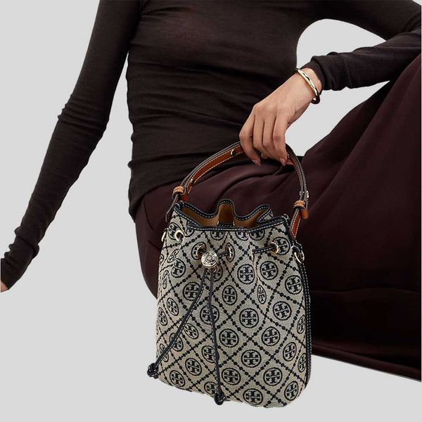 TORY BURCH T Monogram Bucket Bag Tory Navy 166414