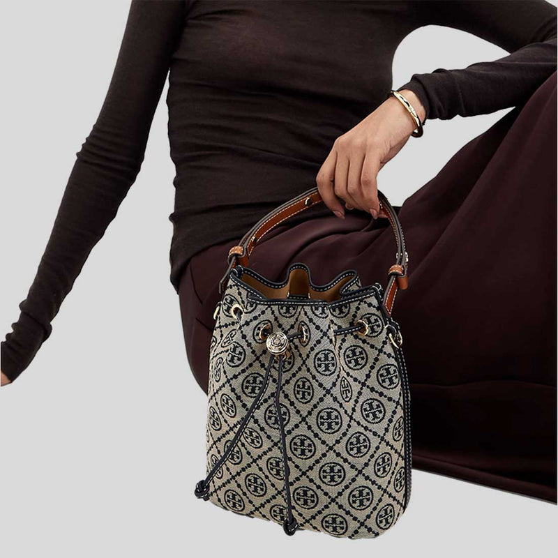 TORY BURCH T Monogram Bucket Bag Tory Navy 166414