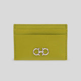 FERRAGAMO Gancini Leather Credit Card Holder Lemongrass 785196