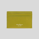 FERRAGAMO Gancini Leather Credit Card Holder Lemongrass 785196