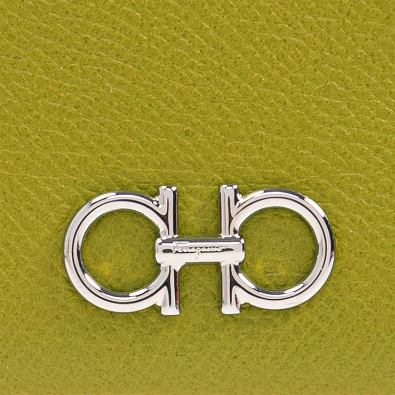 FERRAGAMO Gancini Leather Credit Card Holder Lemongrass 785196