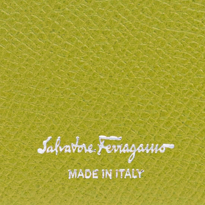 FERRAGAMO Gancini Leather Credit Card Holder Lemongrass 785196