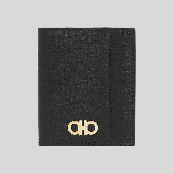 FERRAGAMO Gancini Card Holder Black 0741376