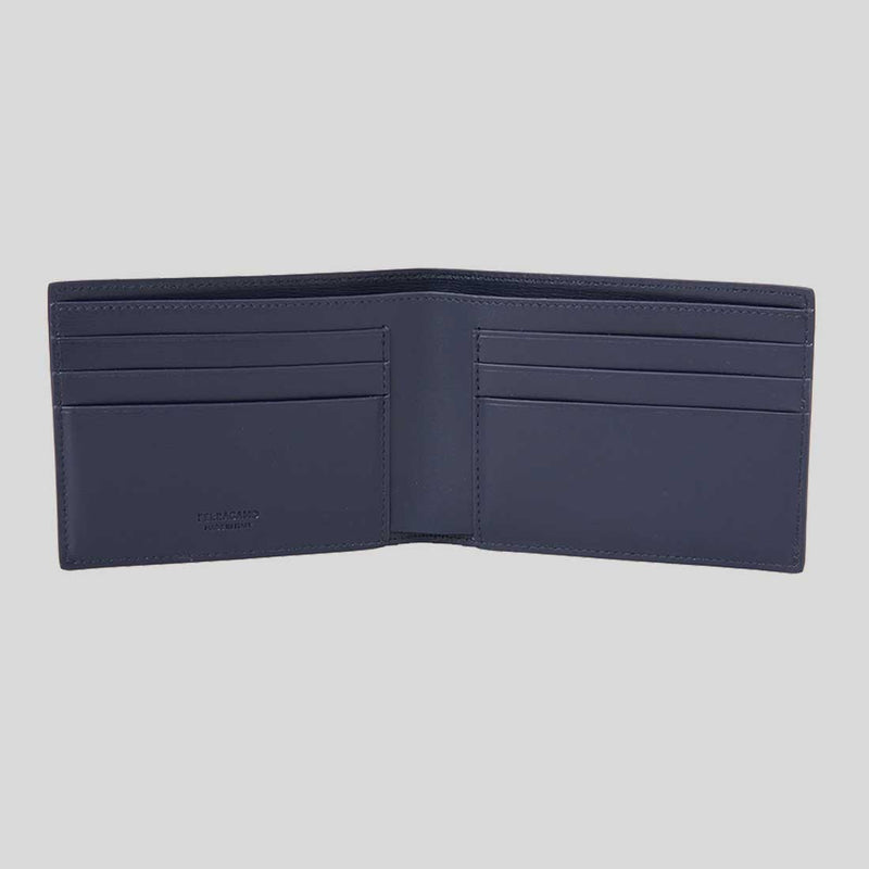 FERRAGAMO Classic Men's Leather Slim Bifold Wallet Midnight 775359
