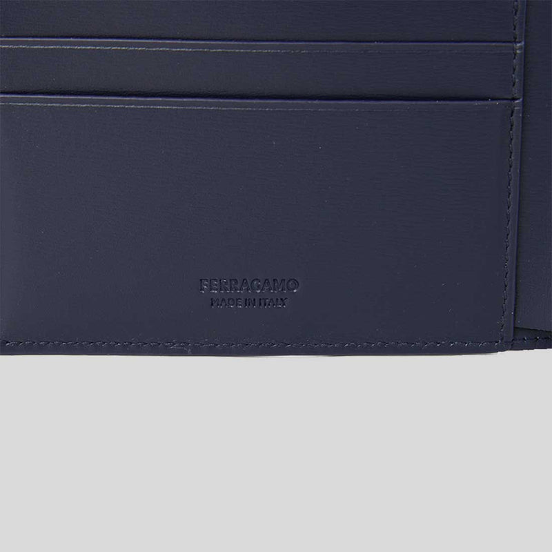 FERRAGAMO Classic Men's Leather Slim Bifold Wallet Midnight 775359