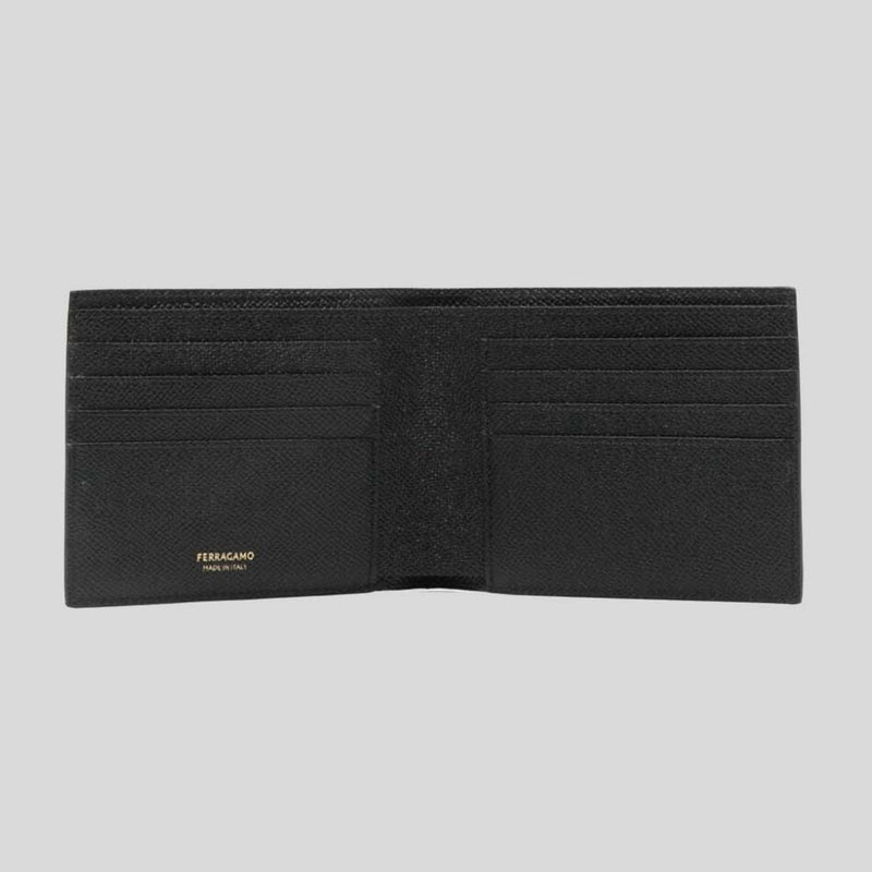 FERRAGAMO Gancini Men's Leather Bifold Wallet Black 775650