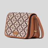 KATE SPADE Spade Flower Jacquard Small Flap Crossbody Bag Burgundy Multi KI453